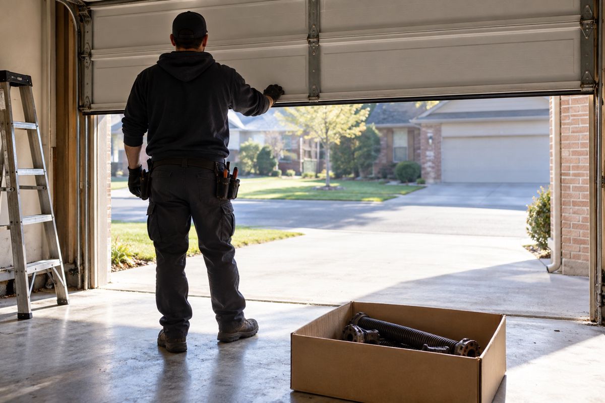 Garage door staying balanced halfway up after a spring replacement